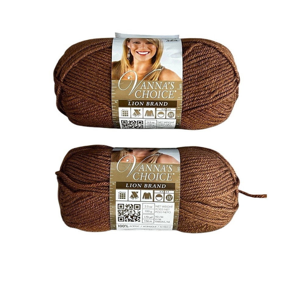 Lion‎ Brand Vanna's Choice Yarn-860-124 Toffee 3.5 Oz 170 Yard Lot Of 2